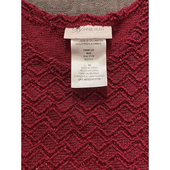 Bonnie Jean Girls 6X Burgundy Sparkle Textured Fit & Flare Holiday Party Dress - Picture 3 of 6